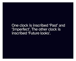 An image shows white text on a dark blue background with a white border. The text reads: “One clock is inscribed ‘Past’ and ‘Imperfect.’ The other clock is inscribed ‘Future looks.’” This text, drawn from a 1986 sketchbook by Black disabled artist Donald Rodney, appears as a visual description entry in the research library of Total Running Time Site. A founding figure of Britain’s BLK Art Group, Rodney sketched during long hospital stays while living with sickle cell anemia and chronic pain. The recurring presence of clocks in his sketchbooks suggests an ongoing engagement with questions of duration, delay, and uncertainty. These sketches invite a reading through the lens of what disability scholars call crip time: a nonlinear, adaptive temporality shaped by debility, dependency, and interruption